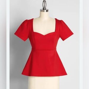 MODCLOTH "Sweet as Cherry Pie" peplum top 🍒